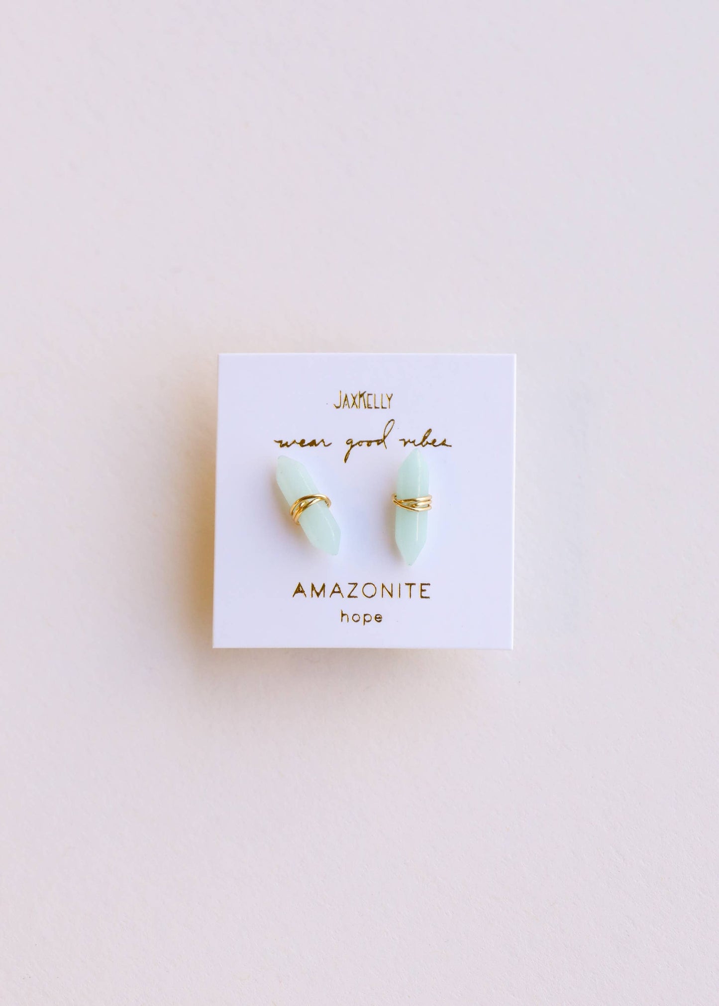 Mineral Point - Amazonite - Gold Wire Wrapped Earrings