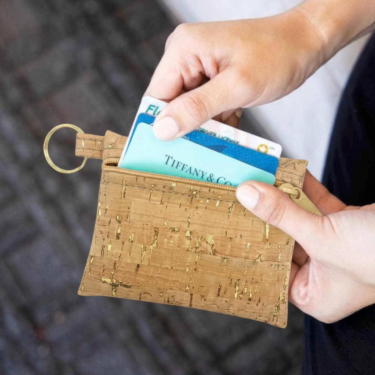 Cork Zipper Pouch with Key Ring