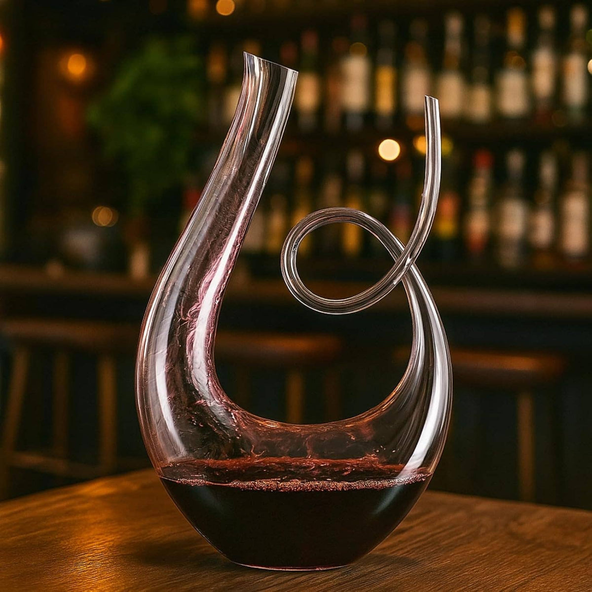 Swirl Wine Decanter Hand-Blown Crystal Glass Carafe