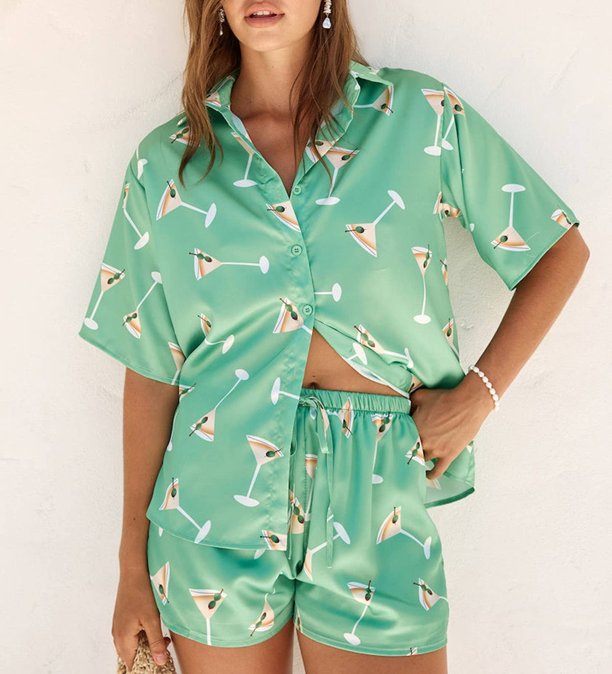 Wine Glass Print Summer Lounge Set