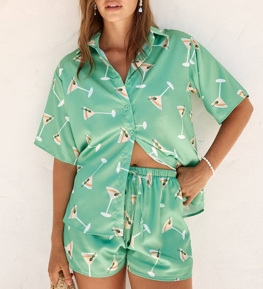 Wine Glass Print Summer Lounge Set