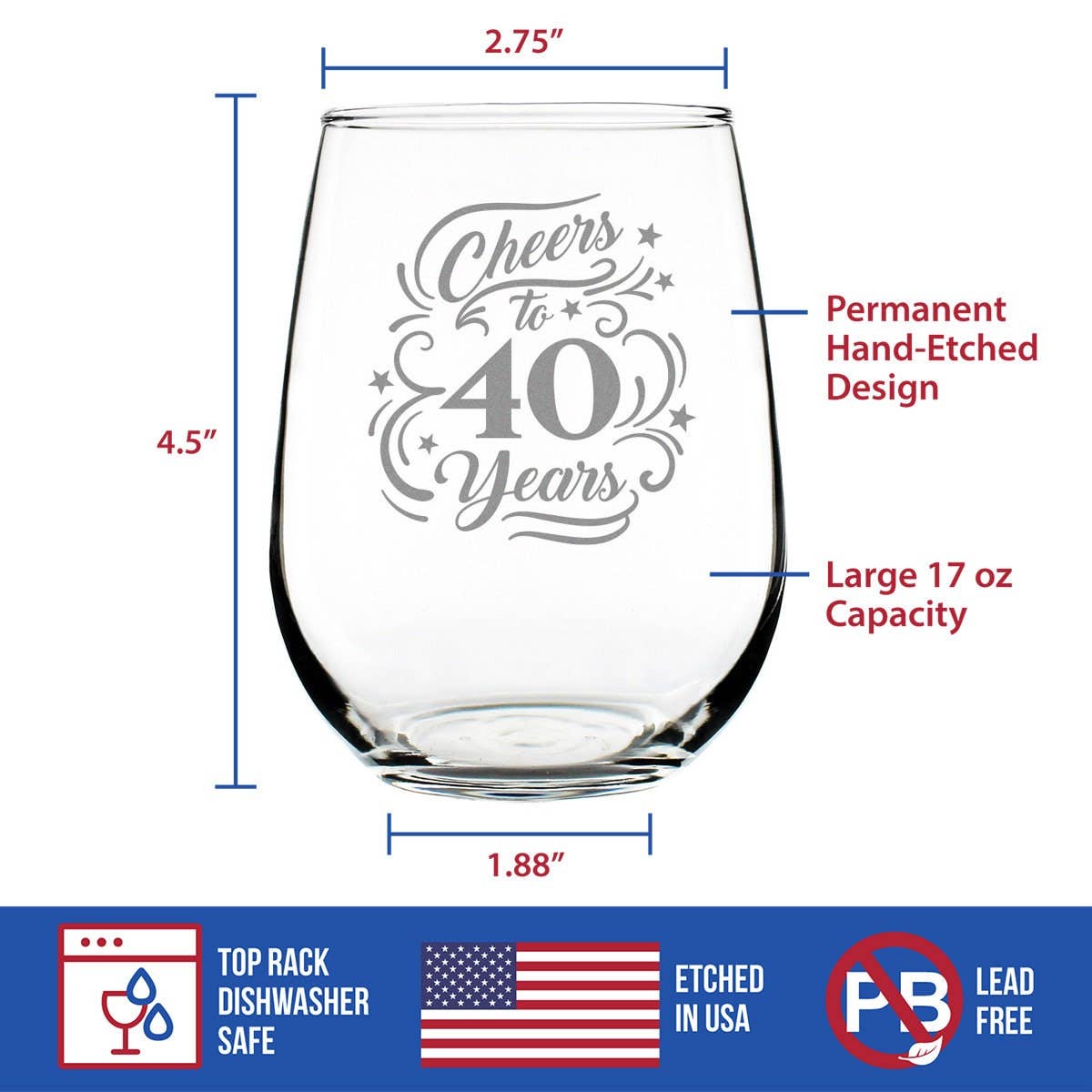 Cheers Anniversary Stemless Wine Glass
