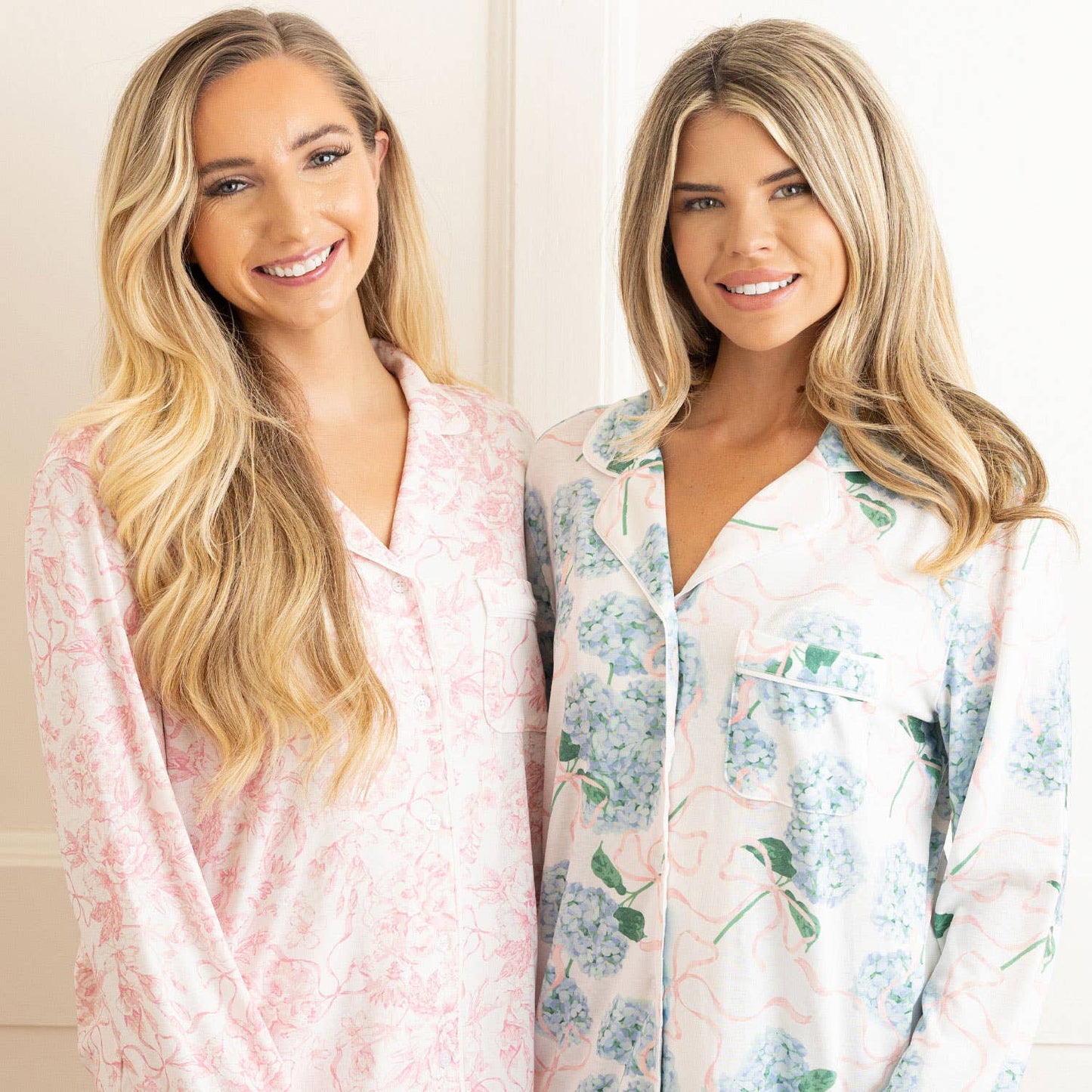 Hydrangea Ribbons Luxe Long PJ Set