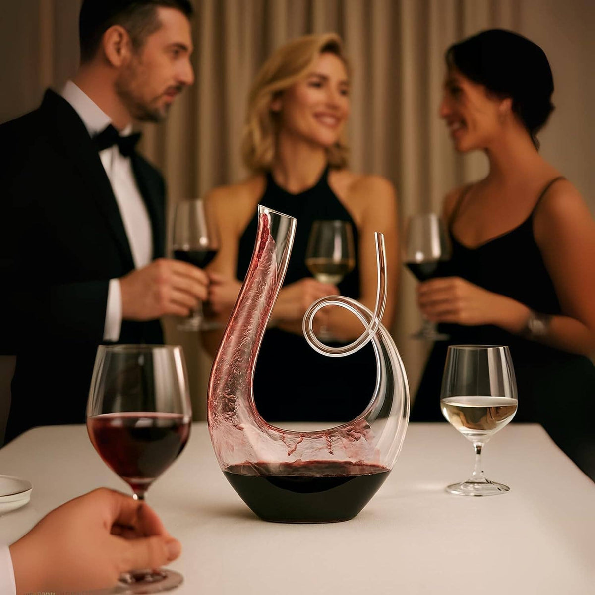 Swirl Wine Decanter Hand-Blown Crystal Glass Carafe