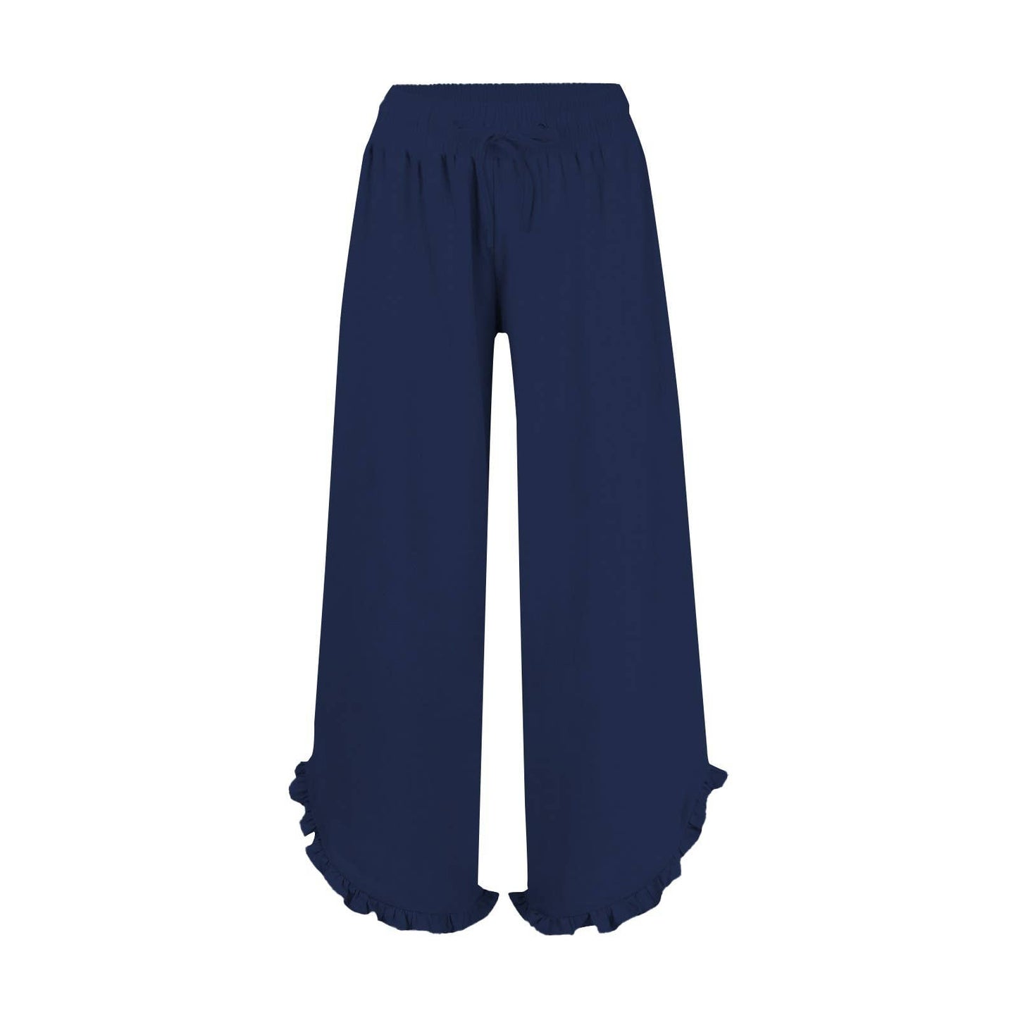 Casual Crop Pants Ruffle Hem Wide-Leg Pants