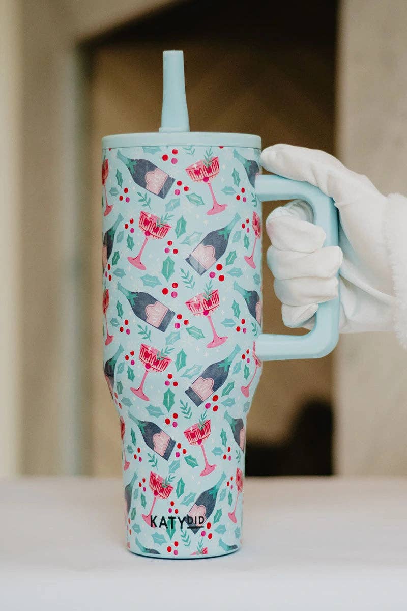 Holiday Champagne, Coupes & Holly Celebration Tumbler