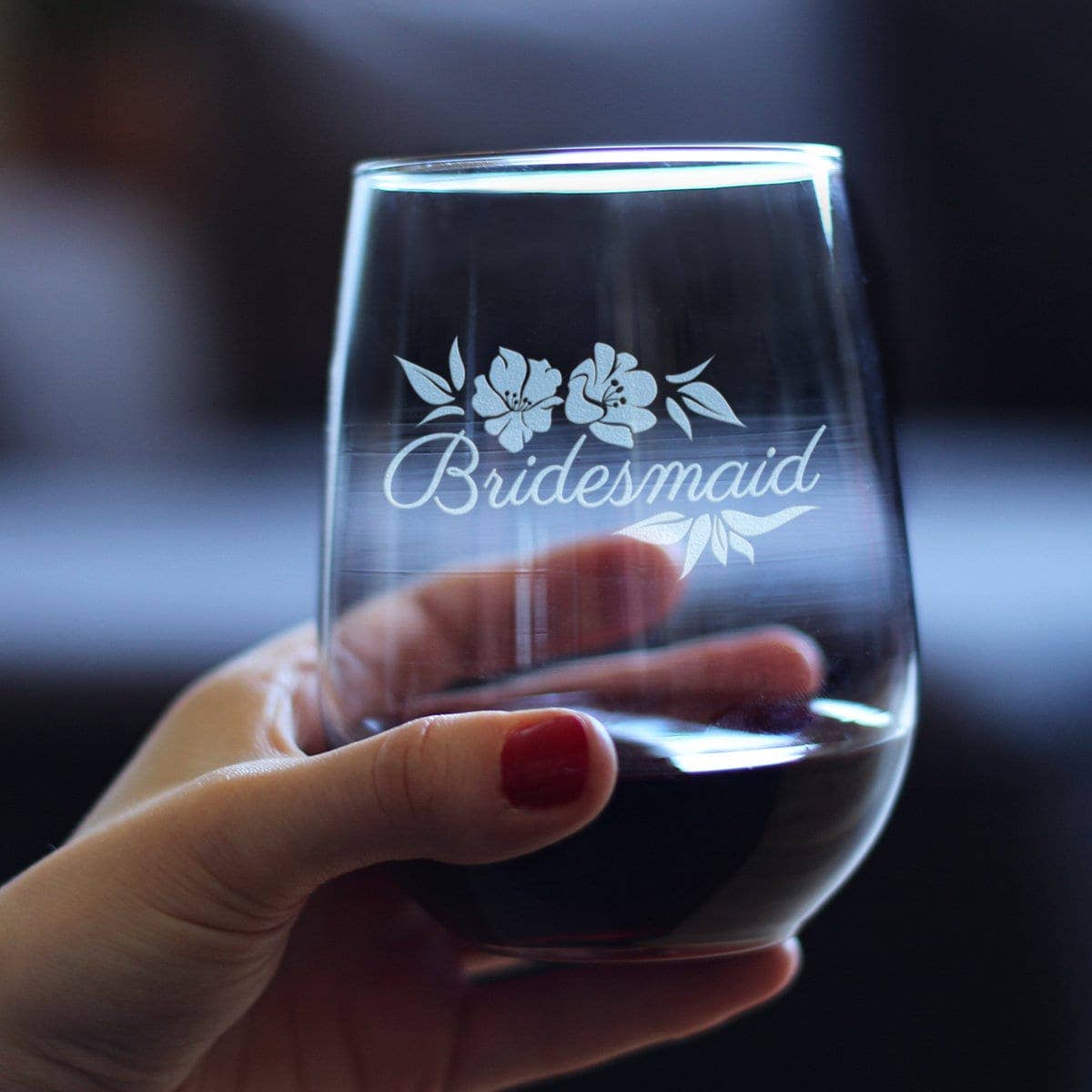 Wedding Bridesmaid Stemless Wine Glass