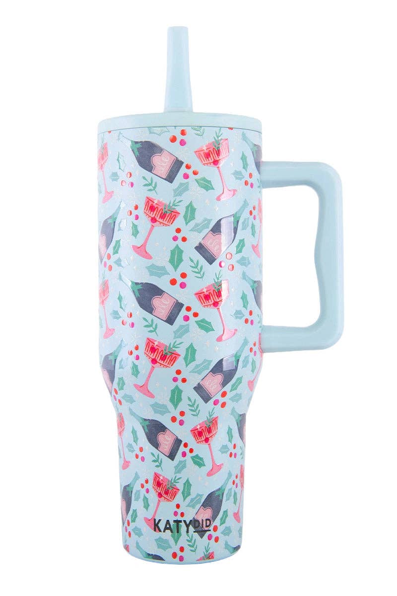 Holiday Champagne, Coupes & Holly Celebration Tumbler