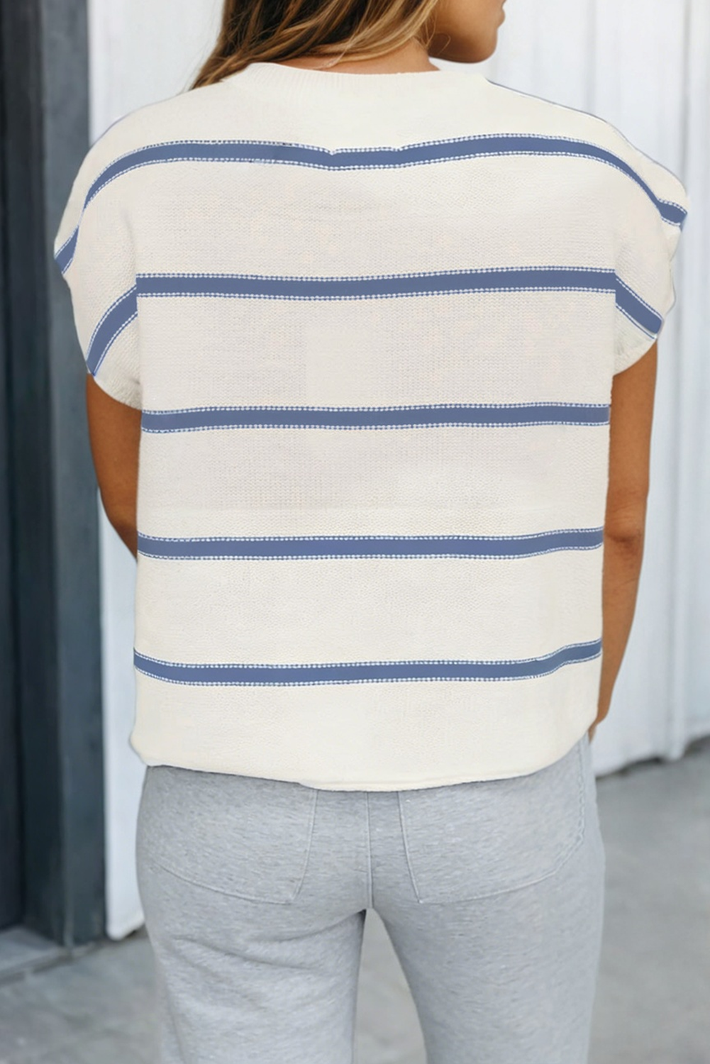 Striped Batwing Sleeve Sweater Tee