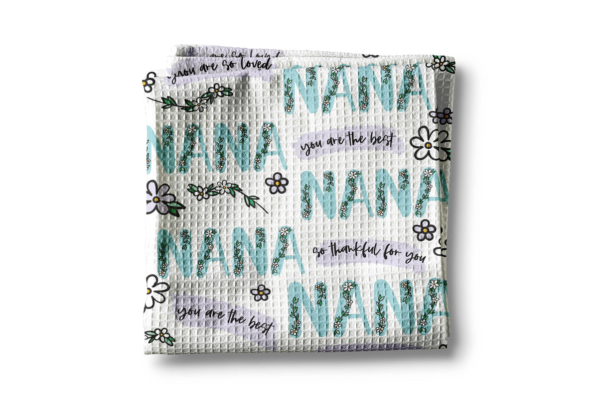 Grandmother Teal Floral Kitchen Towel