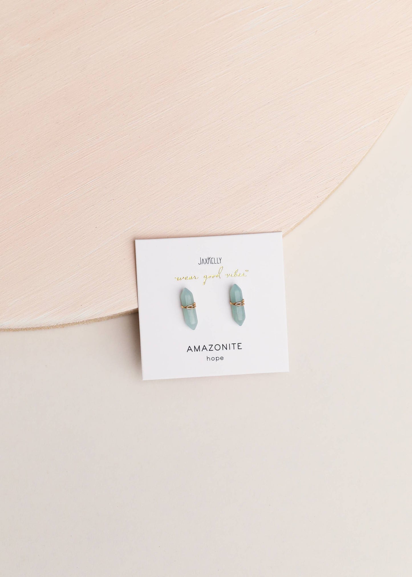 Mineral Point - Amazonite - Gold Wire Wrapped Earrings