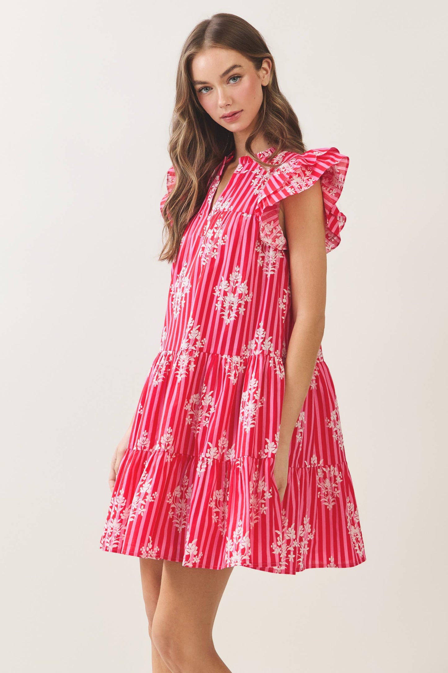 Floral Tiered Babydoll Mini Dress