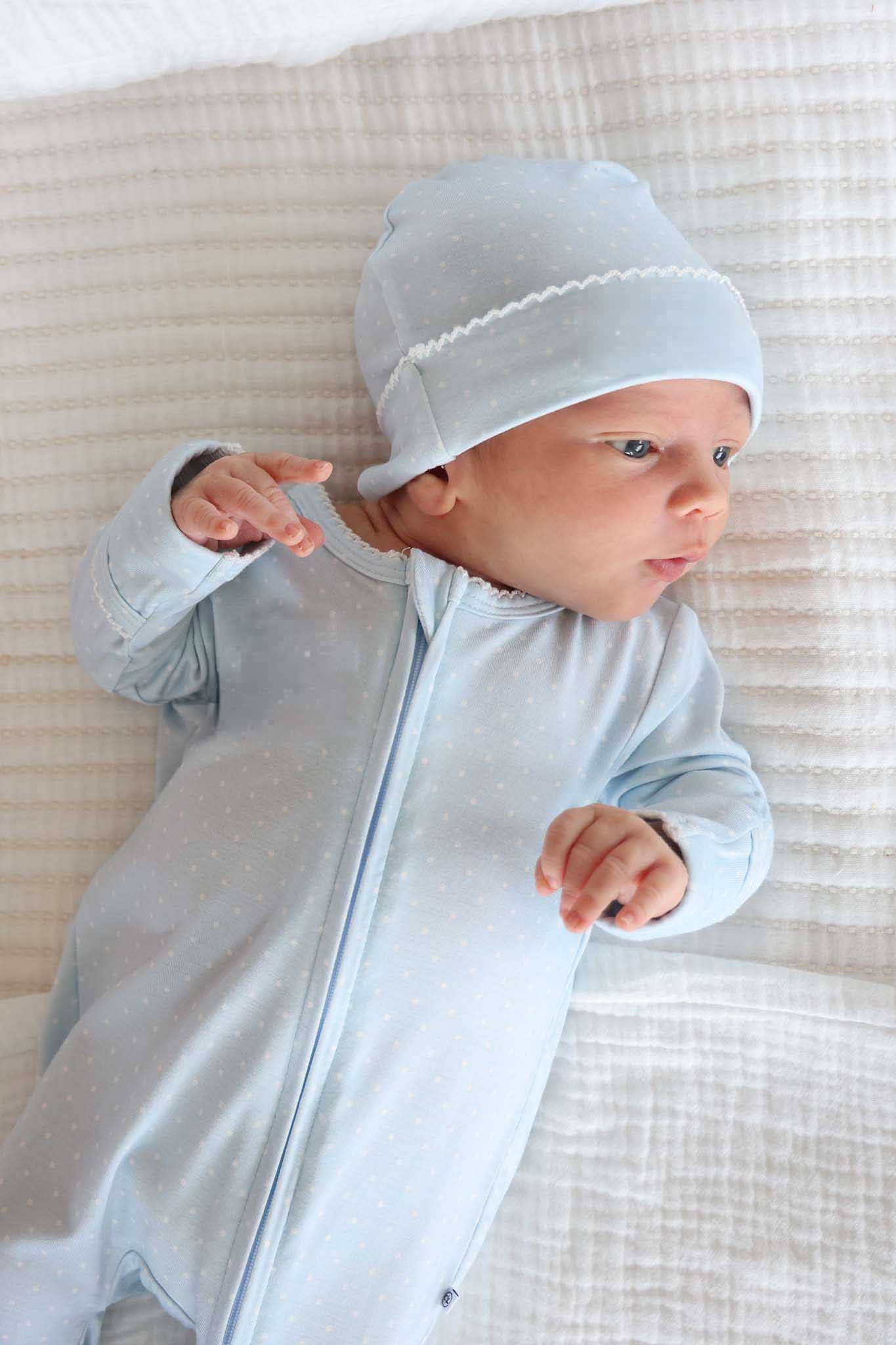 Picot Trim Bamboo Zipper Footie (Wholesale)