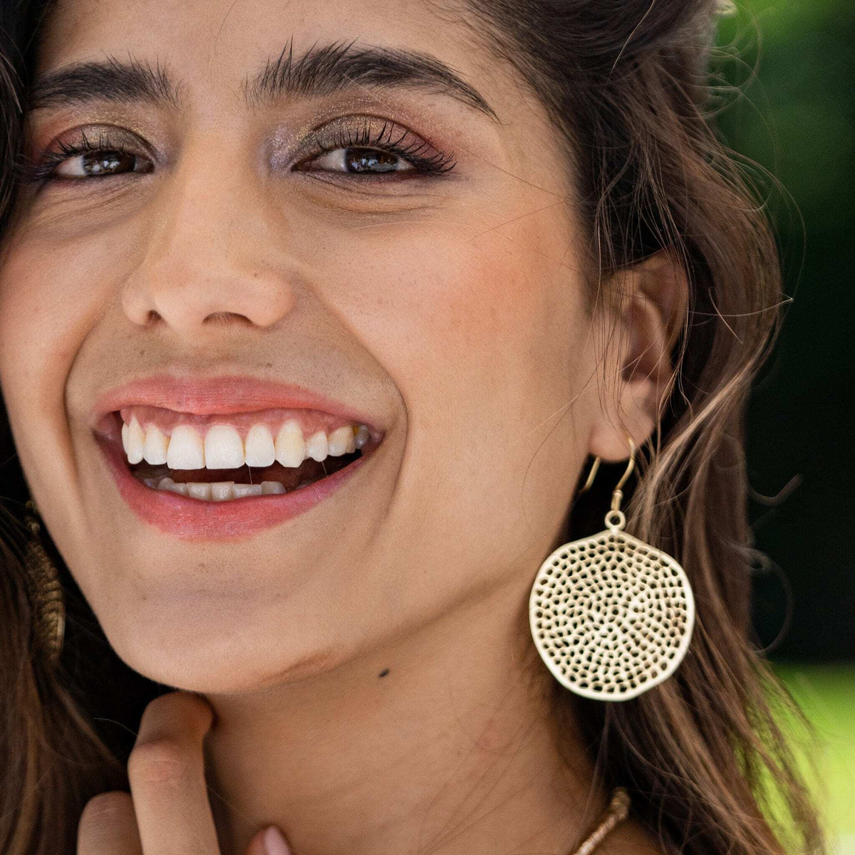 Gretchen Large Circle with Holes Earrings Brass