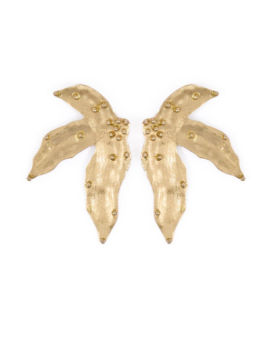 Emmie Three Petal Statement Post Earrings Brass