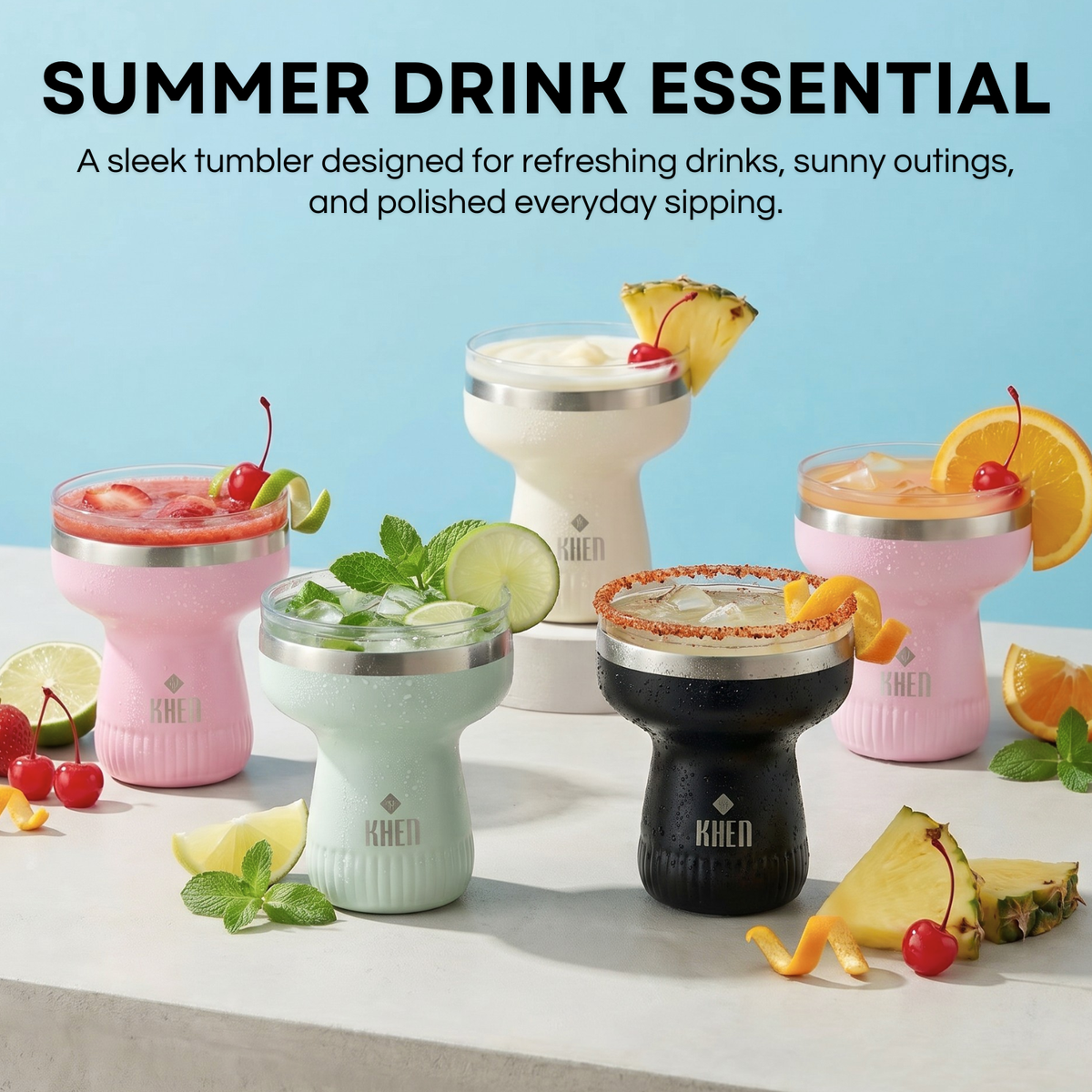 Double Wall Insulated Margarita Tumbler - Cream