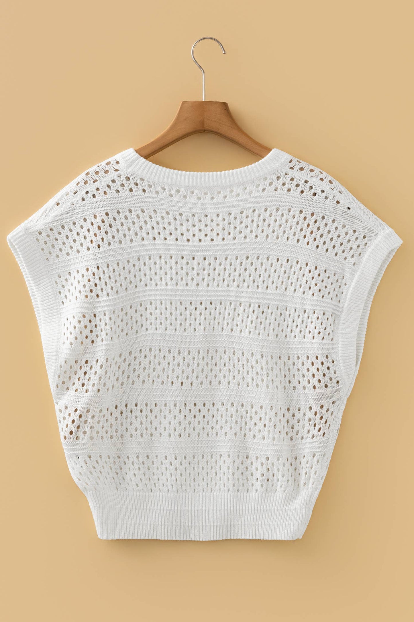 Hollow Out Knit Round Neck Dolman Sweater