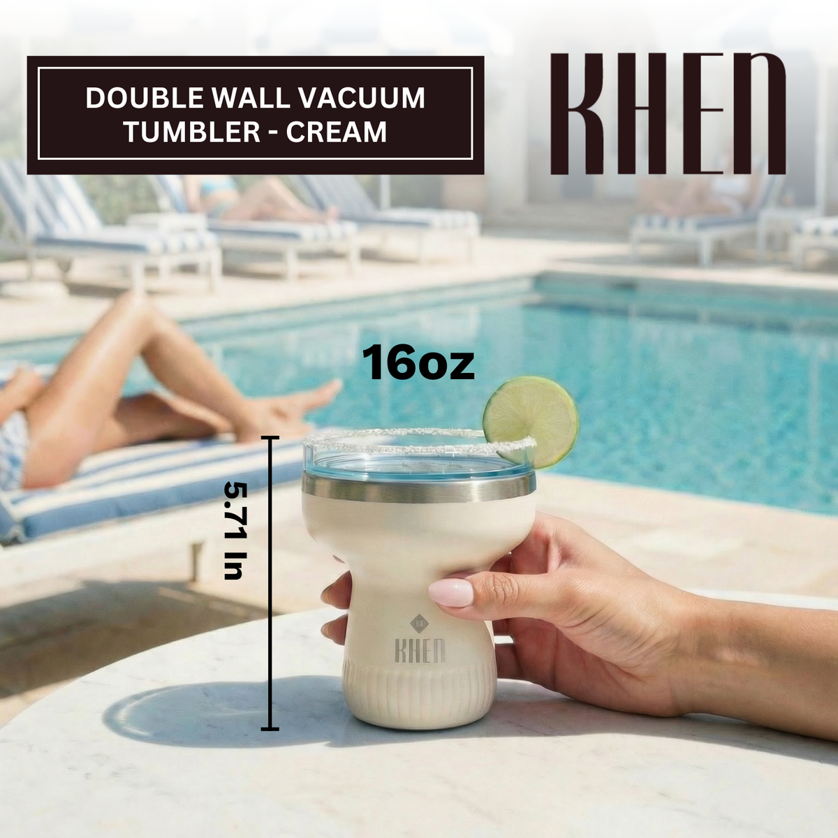 Double Wall Insulated Margarita Tumbler - Cream