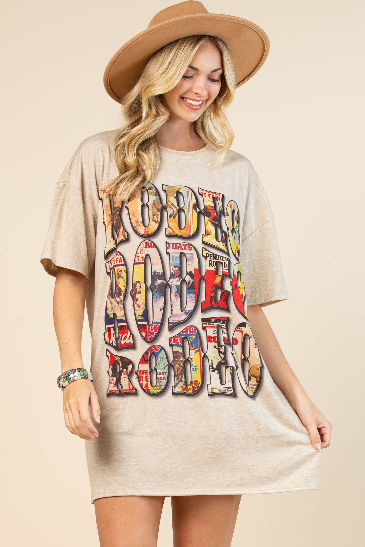 Elyse Vintage Western Rodeo Graphic T-Shirt Dress