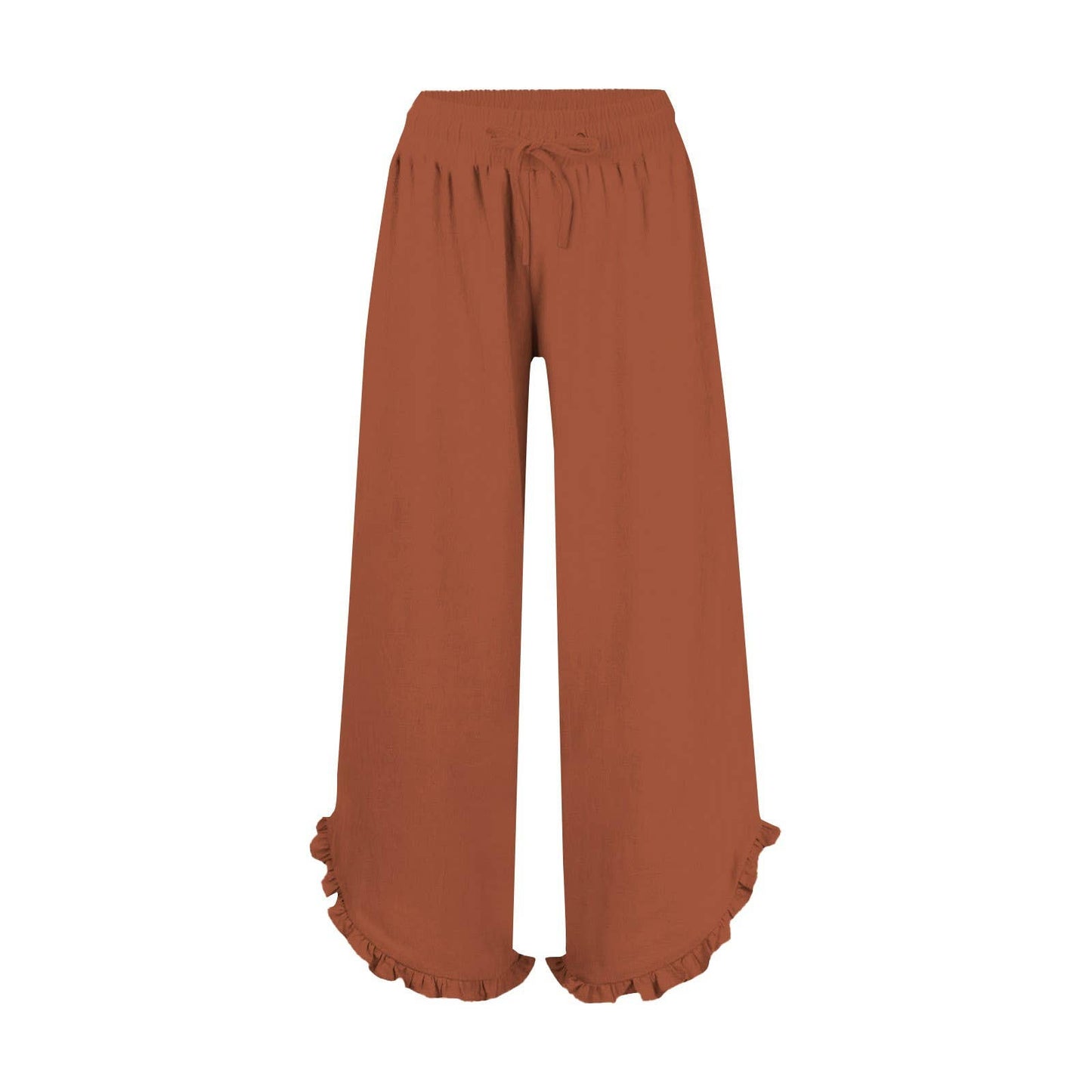 Casual Crop Pants Ruffle Hem Wide-Leg Pants