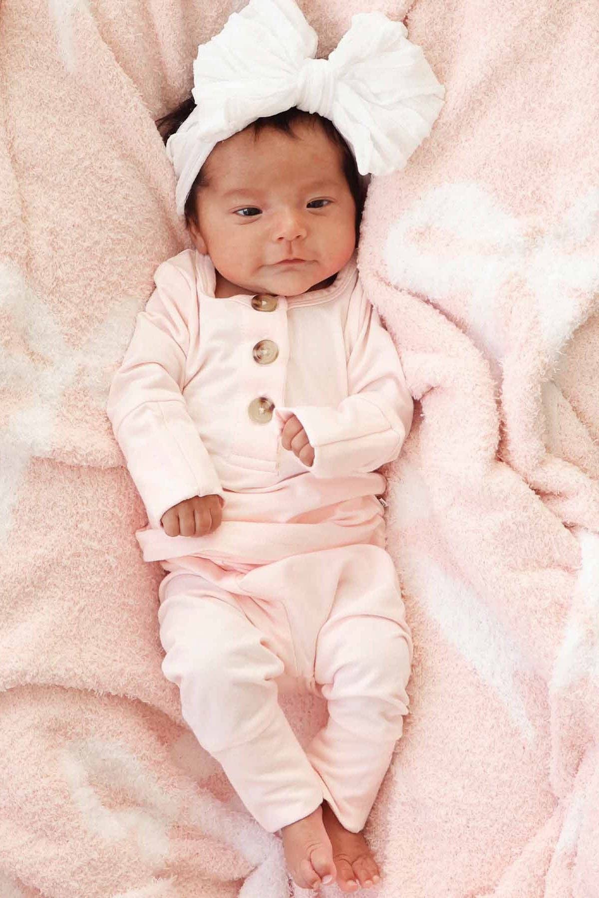 2pc Bamboo Button Top & Bottom | Pearl Pink