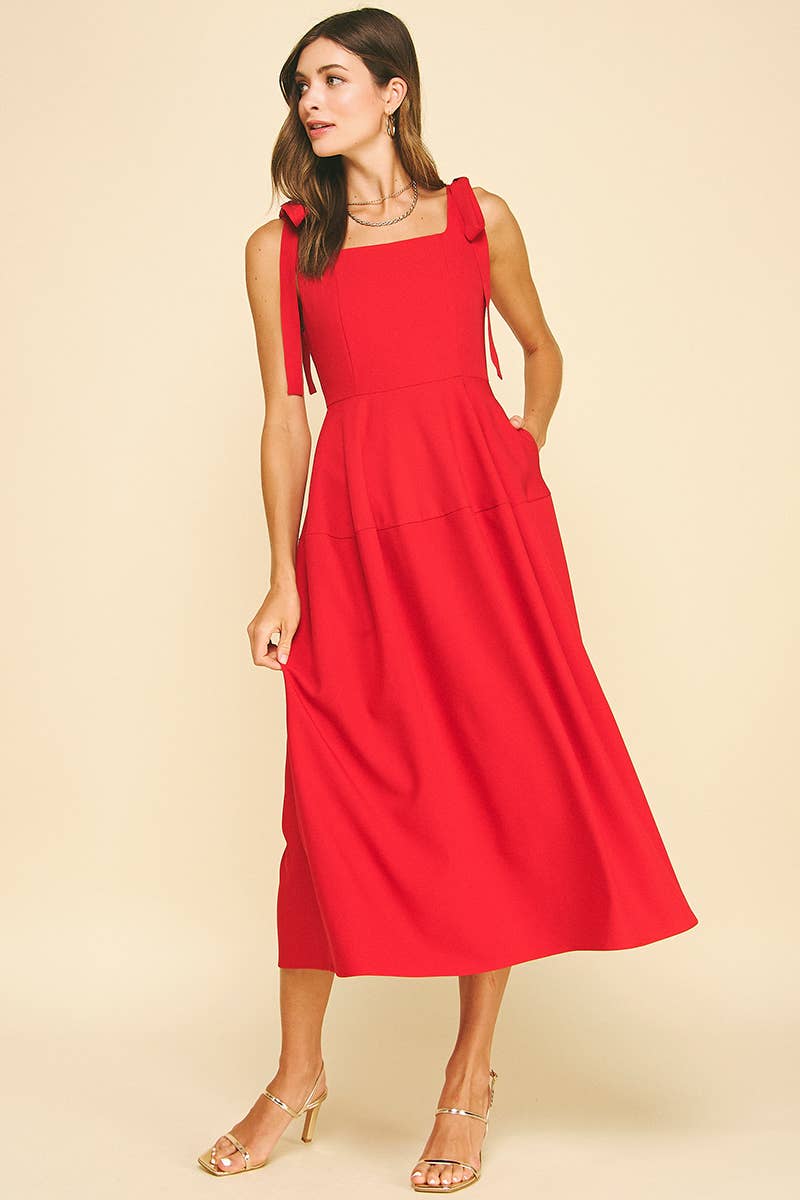Ribbon Detailed Sleeve Midi Dress