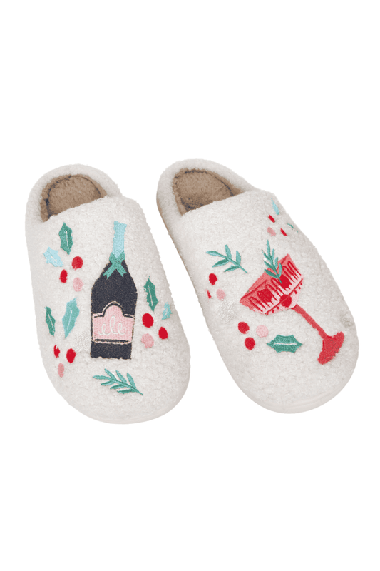 Christmas Champagne, Coupes & Holly Slippers