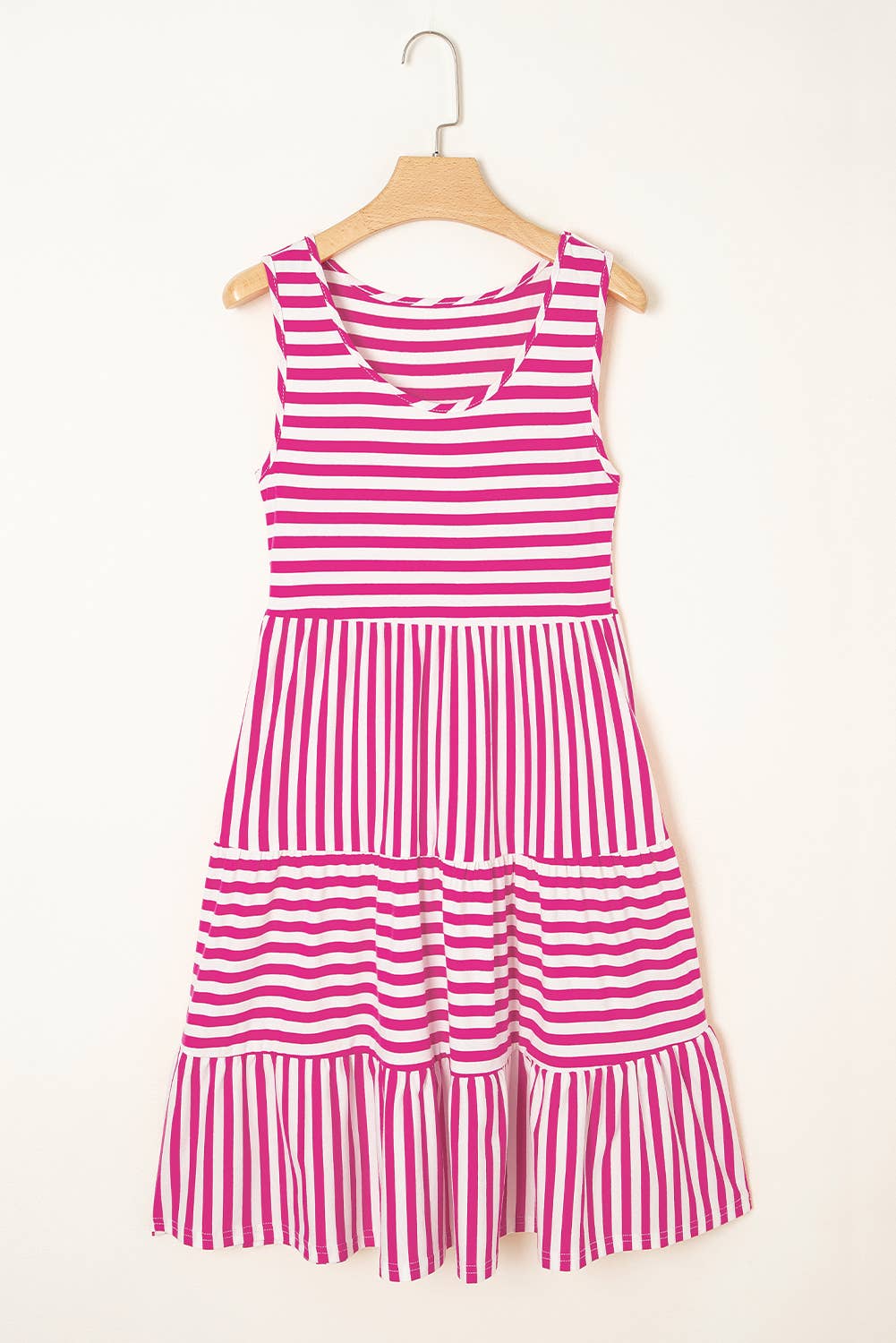 Stripe U Neck Sleeveless Loose Fit Mini Dress