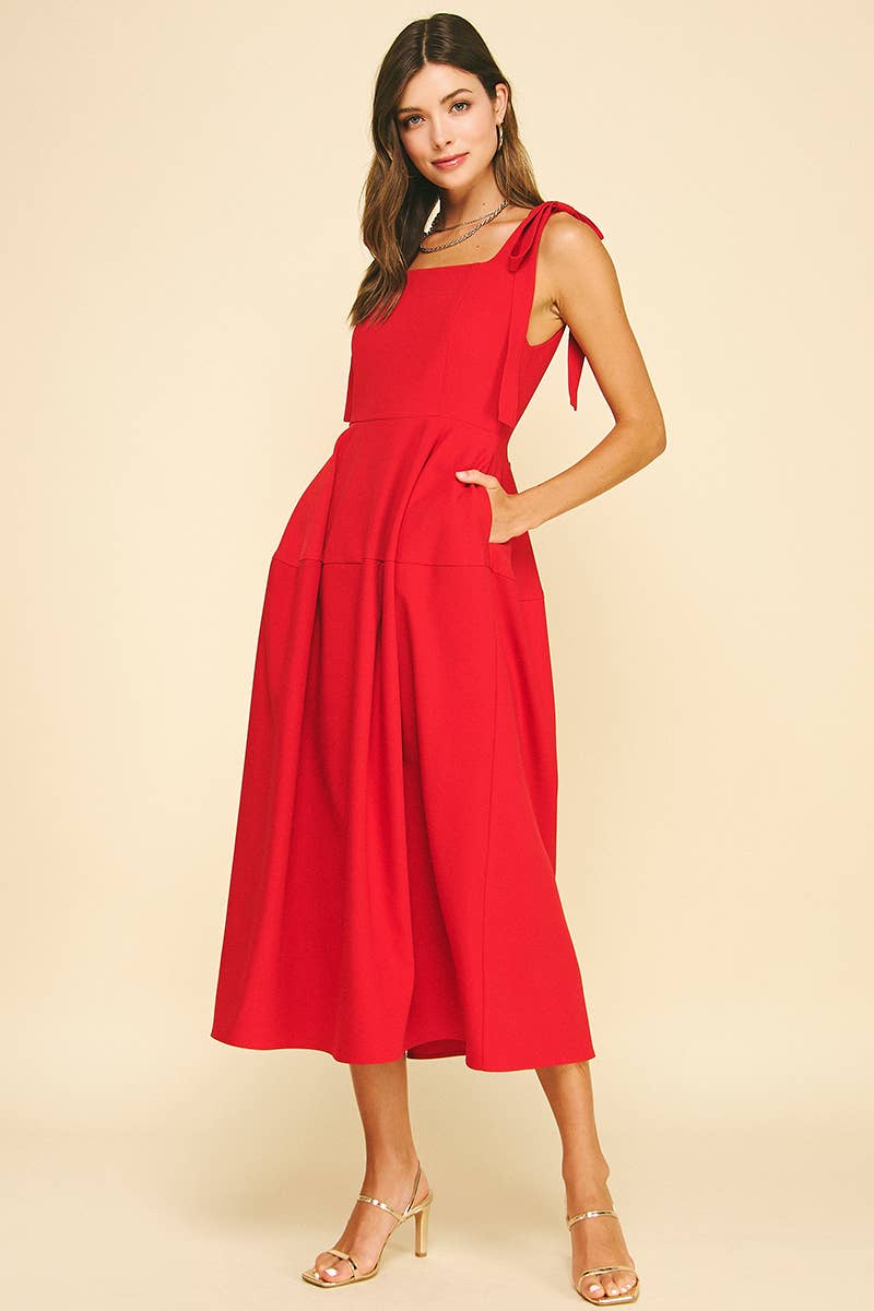 Ribbon Detailed Sleeve Midi Dress