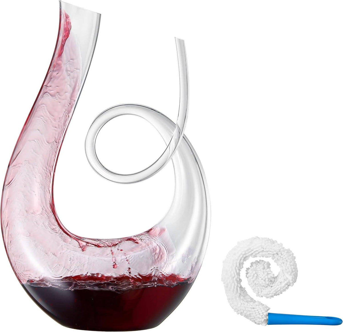 Swirl Wine Decanter Hand-Blown Crystal Glass Carafe