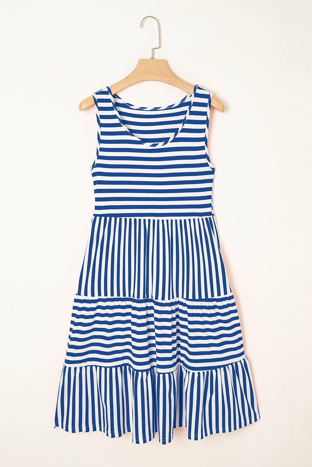 Stripe U Neck Sleeveless Loose Fit Mini Dress