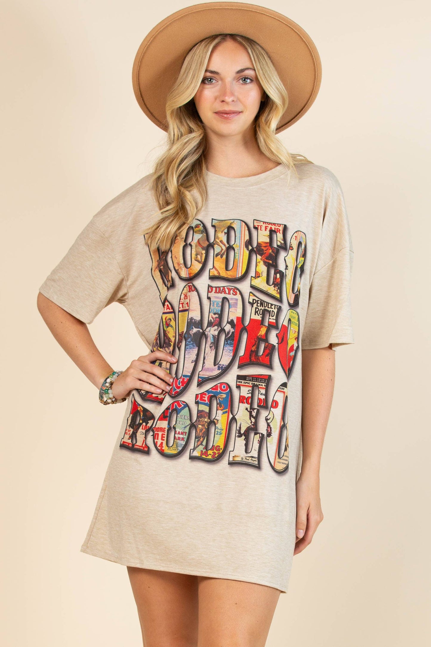 Elyse Vintage Western Rodeo Graphic T-Shirt Dress