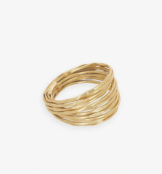 Morgan Brass Multi-Layer Textured Ring 18k Size 7