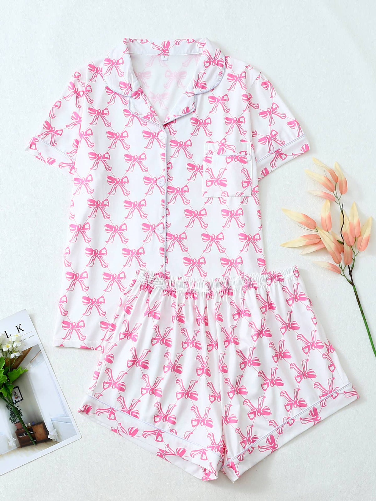 Cozy Cute Bows Prints Pajamas Set