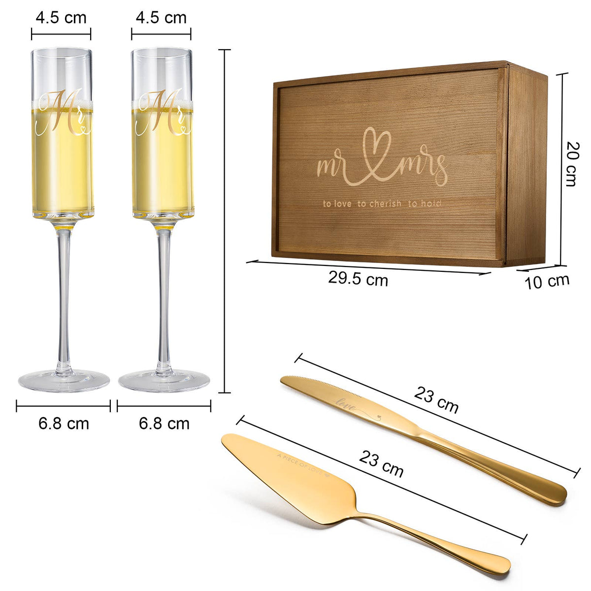 Mr & Mrs Champagne Flutes Gift Set - Gold