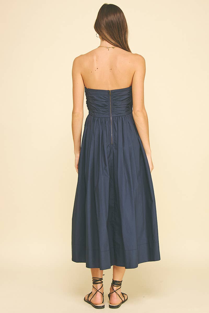 Shirring Detailed Sleeveless Midi Dress