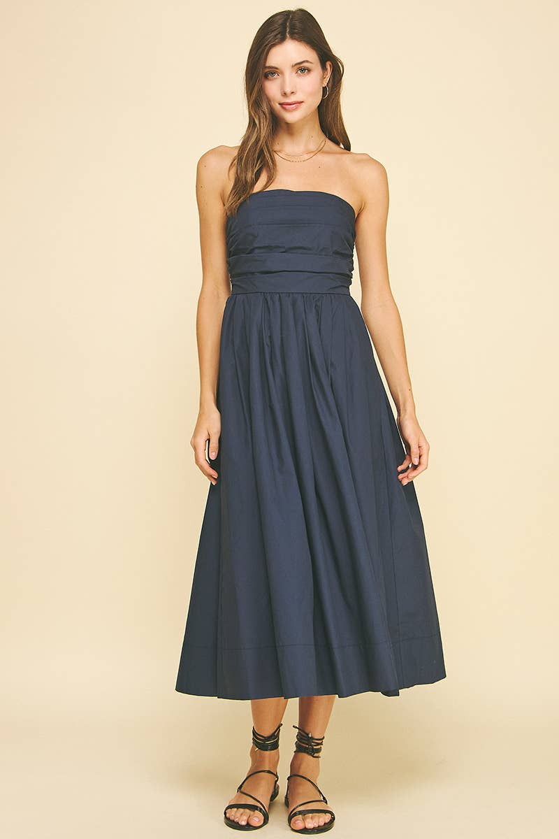 Shirring Detailed Sleeveless Midi Dress