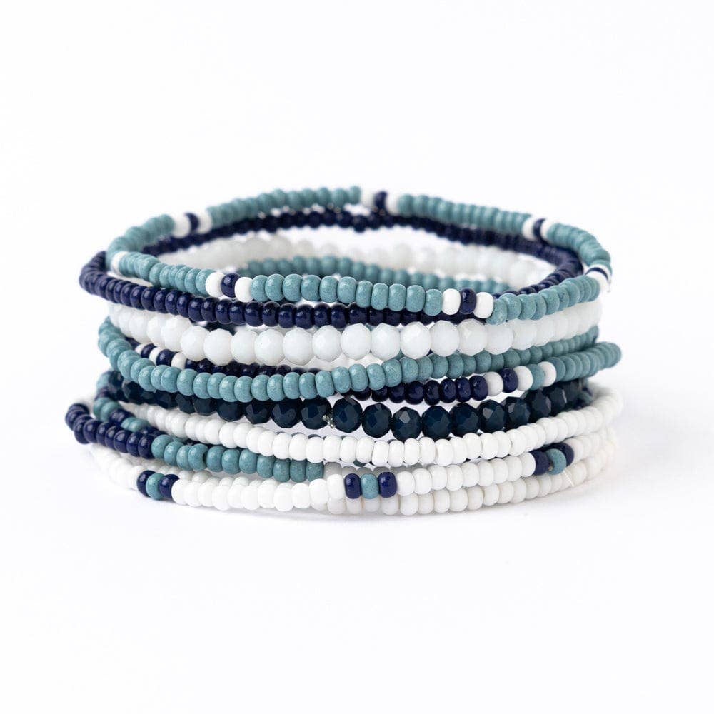 Game Day Beaded 10 Strand Stretch Bracelet Set