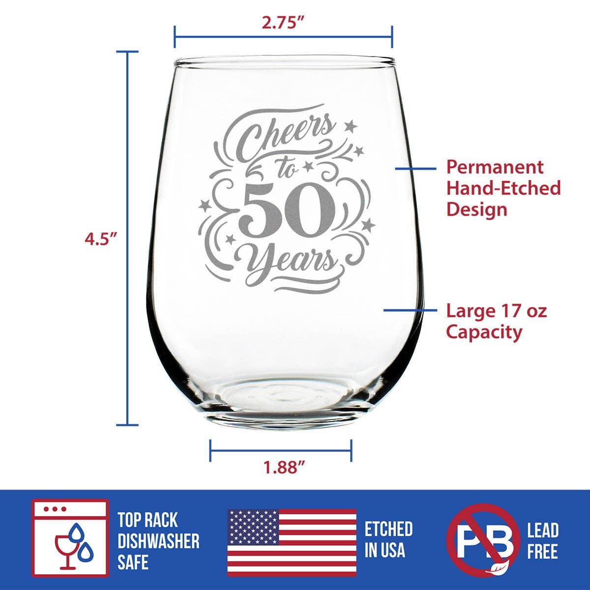 Cheers Anniversary Stemless Wine Glass