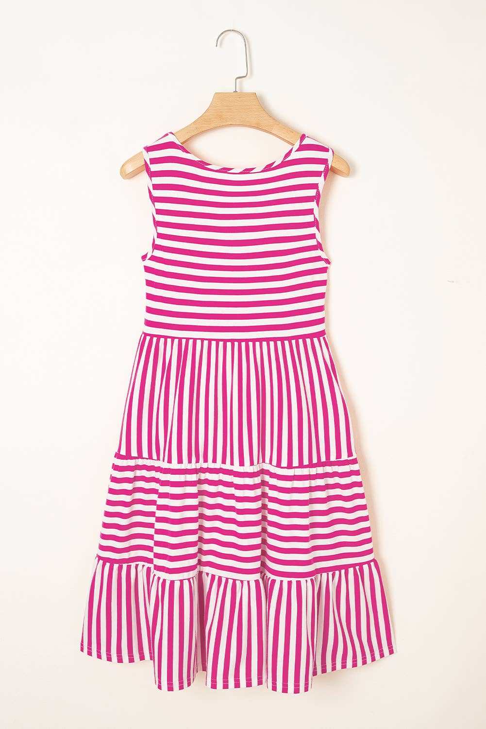 Stripe U Neck Sleeveless Loose Fit Mini Dress