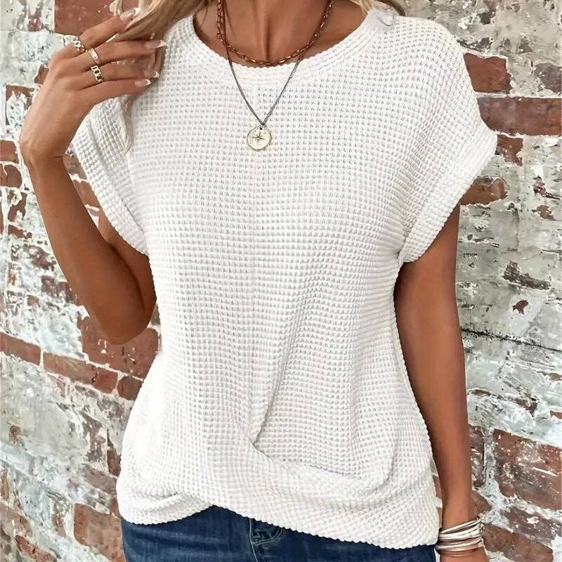 Round Neck Twist Short Sleeve T-Shirt