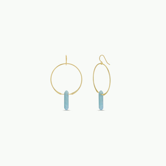 Hoops - Amazonite - Gold Earrings