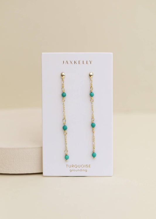 Gemstone Chain Drop Earring - Turquoise