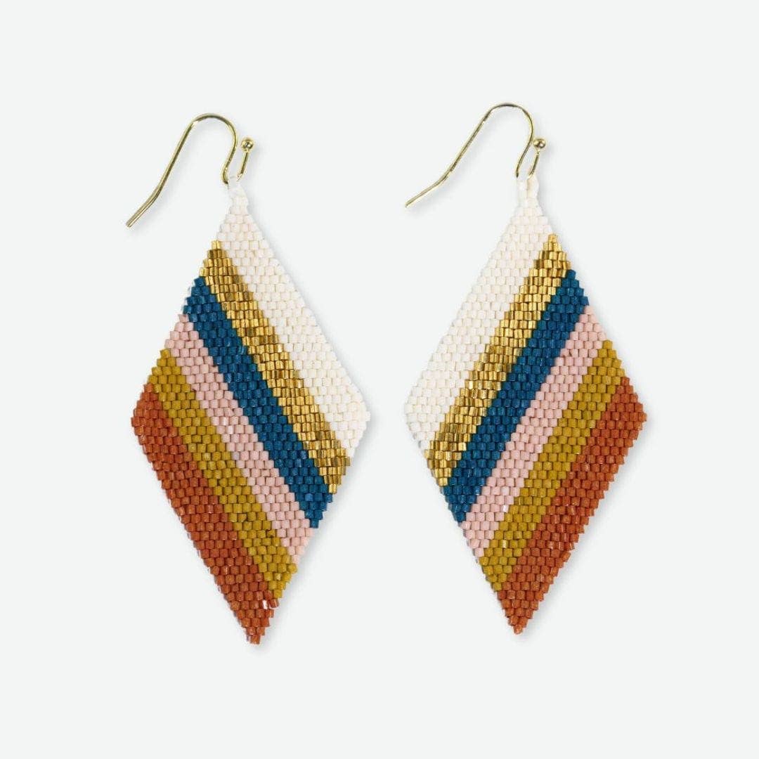 Frida Diagonal Stripe Beaded Earrings