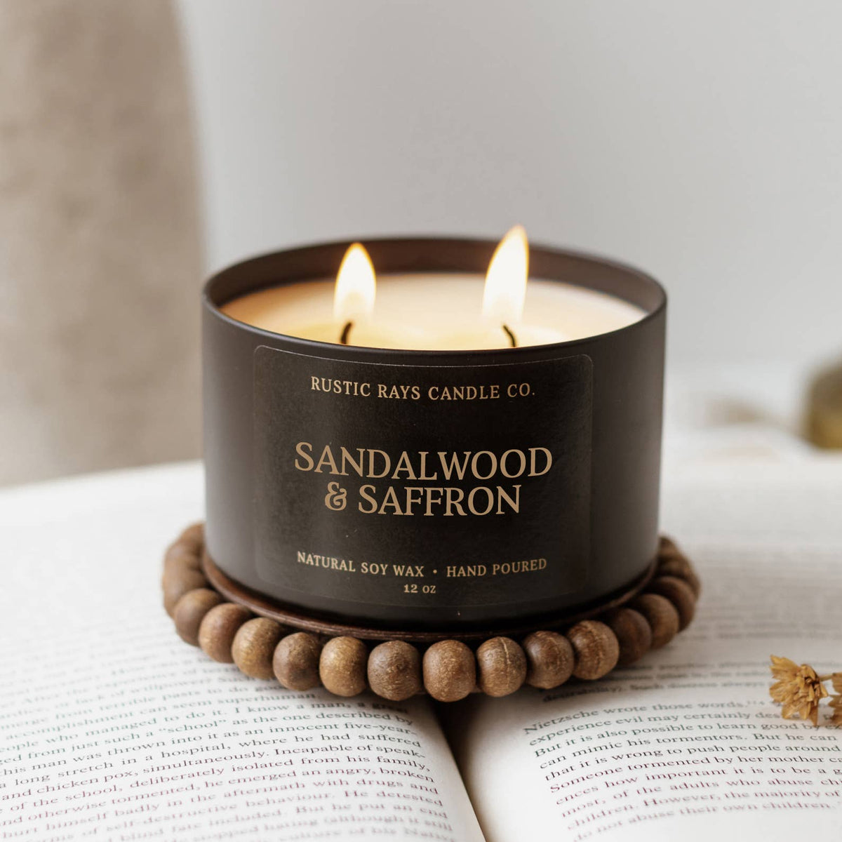 Sandalwood & Saffron 12 oz Soy Candle