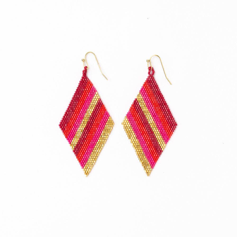 Frida Diagonal Stripe Beaded Earrings