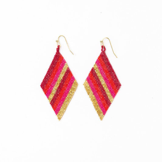 Frida Diagonal Stripe Beaded Earrings