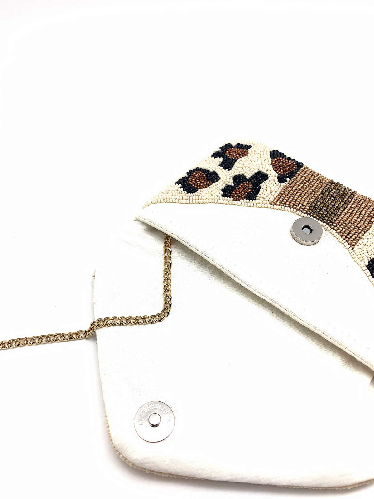 LEOPARD PRINT BEE BEADED MINI CLUTCH