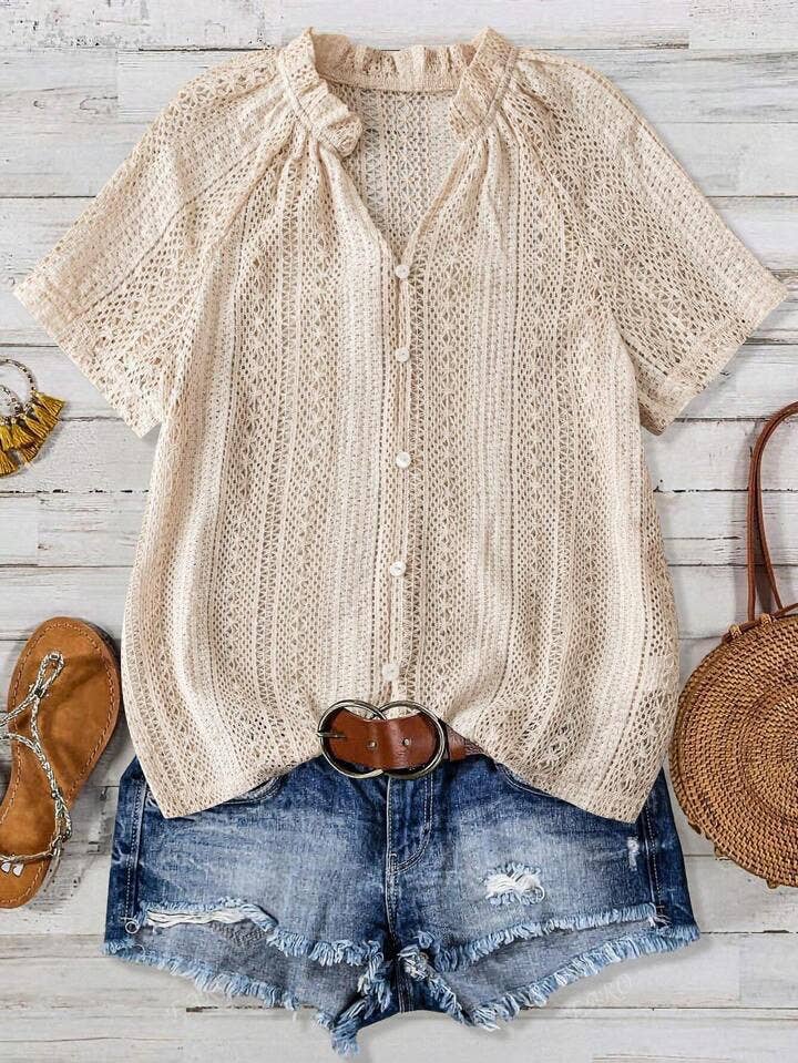 Summer Effortless Hollow Out Knit Top