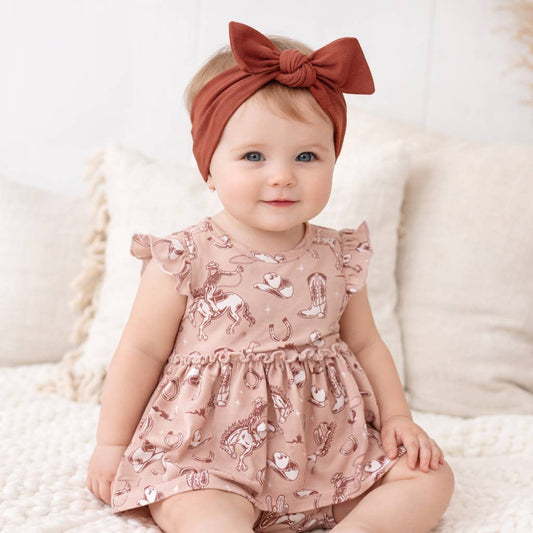 Wild Wrangler/Pink Bamboo Cowgirl Western Skirted Bodysuit